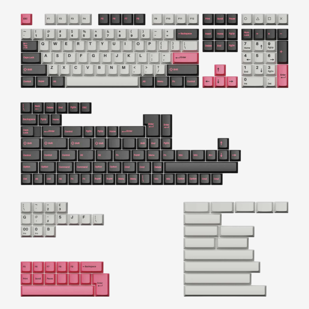 Keychron Cherry Profile Double - Shot PBT Full Set Keycaps (219 nasadek) - Dolch Pink 2